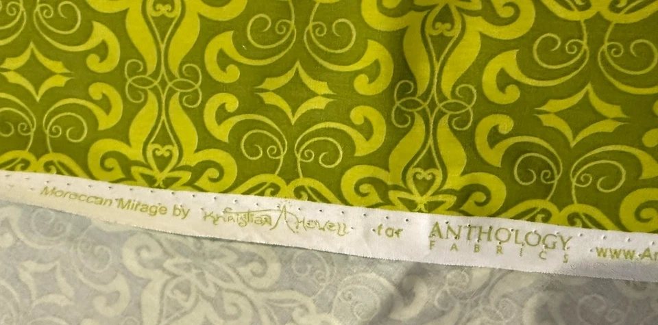 Anthology Fabric MOROCCAN MIRAGE Geometric Print Lime Green 44” BTY - Image 3 of 4