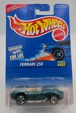 1996 Hot Wheels Ferrari 250 Green 5Dot #452 Diecast Car 12936 Blue Card NEW