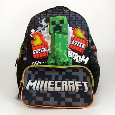 Minecraft Light Up TNT 17'' Creeper Backpack Flashing Lights School Bag