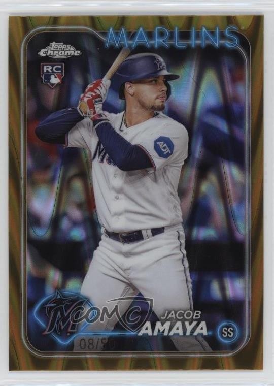 2024 Topps Chrome Gold RayWave Refractor /50 Jacob Amaya #92 0b3