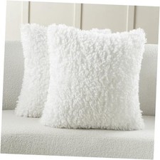 Decorative Throw Pillow Covers 16x16 Inch 16" x 16" Pack of 2 Cream White