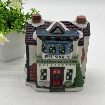 Fish Shoppe Trim a Home Dicken's Village 1994 YI Cheing Christmas Building
