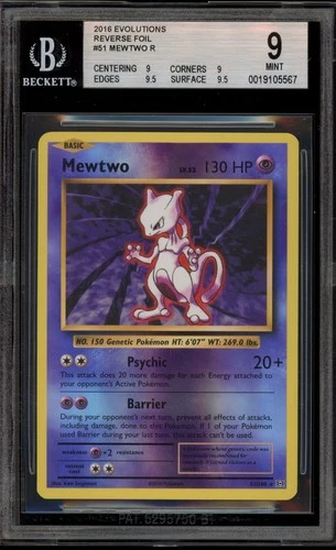 Pokemon Mewtwo XY Evolutions Reverse Holo Rare #51 BGS 9 Mint