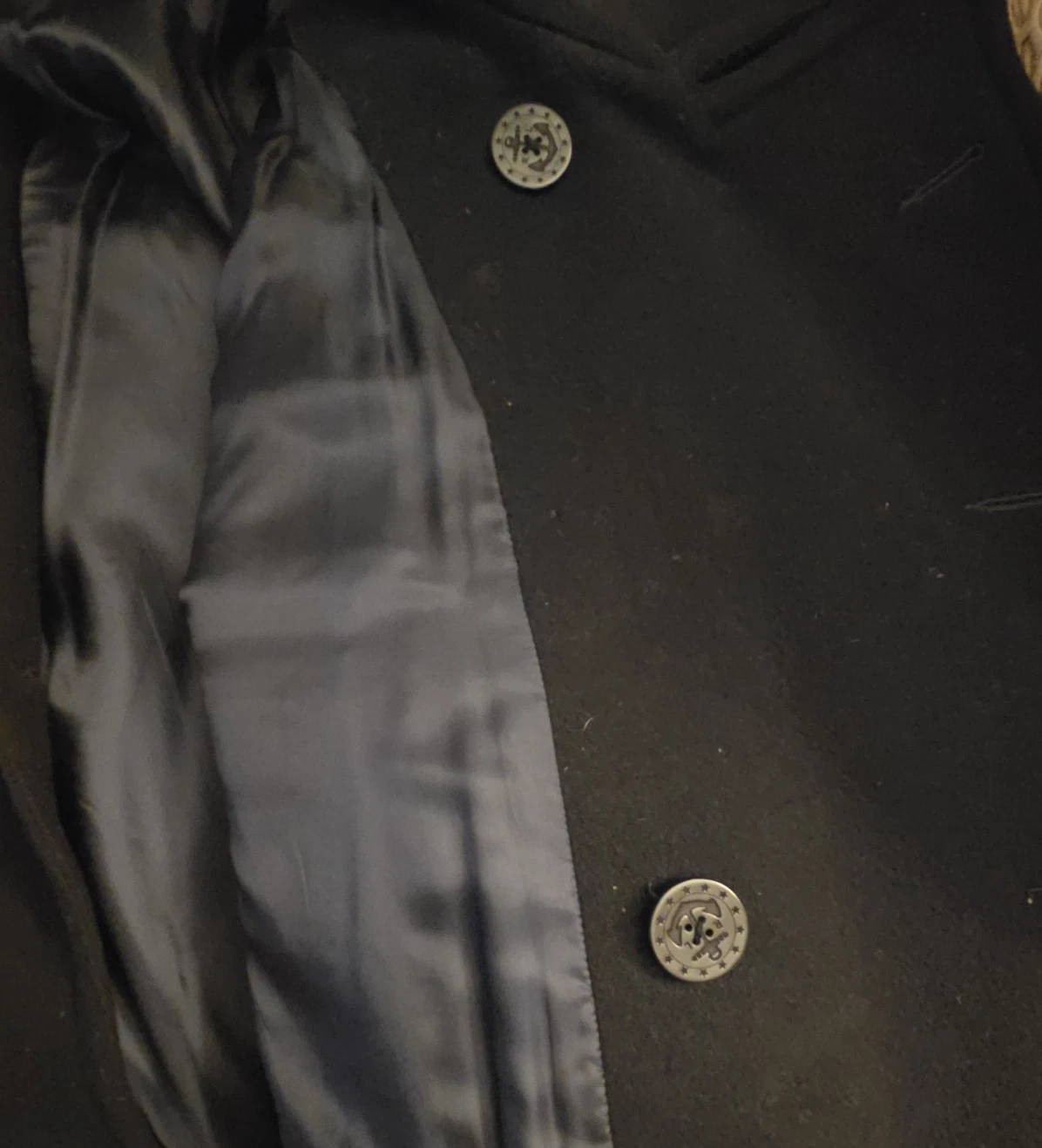Polo Ralph Lauren Jacket Mens XLT Navy Peacoat Heavy Wool Double Breasted NICE! image 5