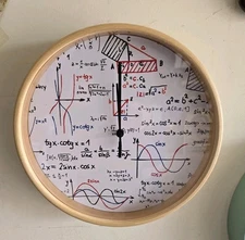 Science Art Physics Elements and Symbols Wall Clock Math Equations Wall Decor 