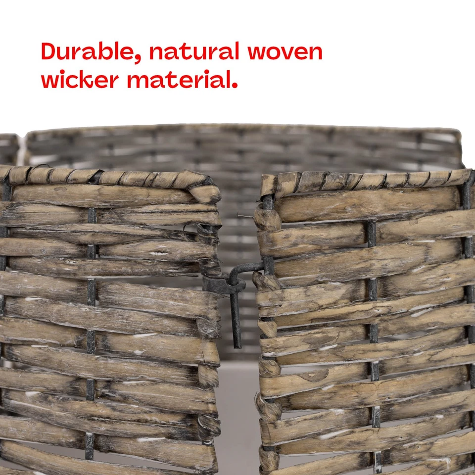 Natural Wicker Tree Skirt by Christmas Village Handcrafted Round Design - Image 4 of 4