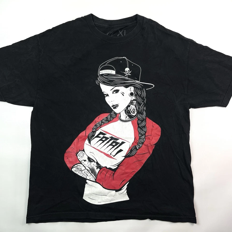 Fatal Clothing Tattoo Girl Graphic T-Shirt Streetwear Print Men’s XL - Image 3 of 4