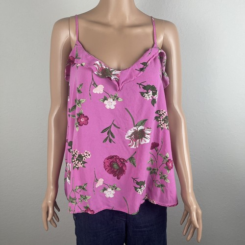 Old Navy Women’s Spaghetti Strap Blouse Pink Floral Print Light Weight