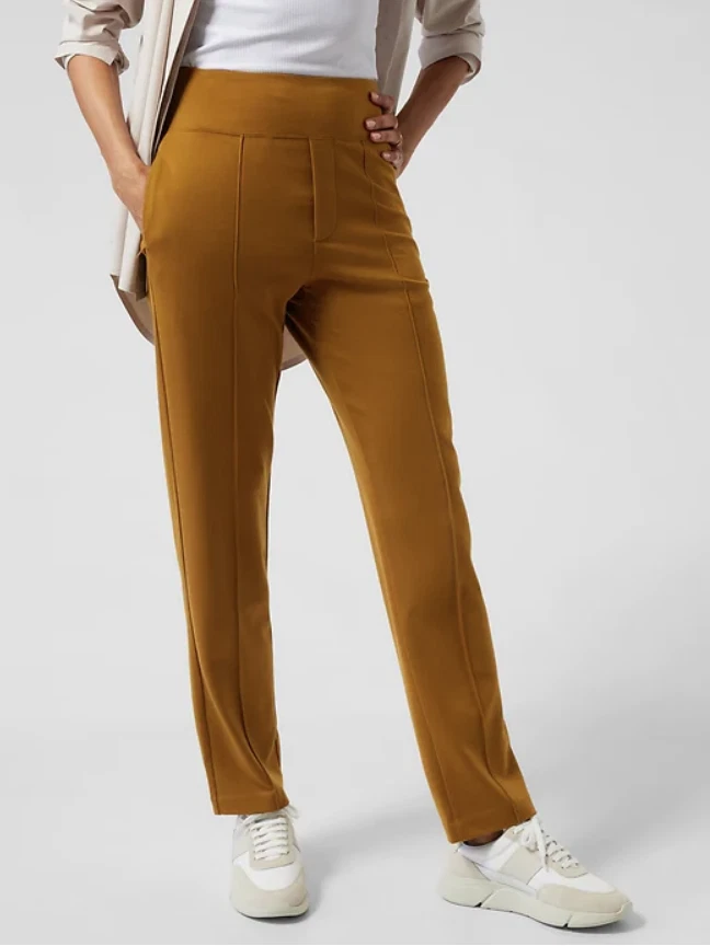 Athleta 6P (SP S PETITE) Eastbound Straight Pant, Brass Yellow
