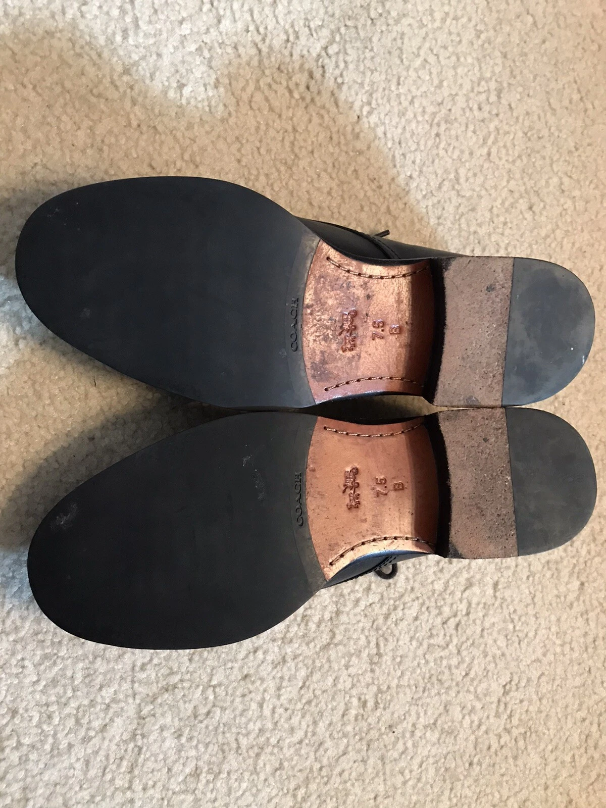 Mocassini di qualità da donna Coach neri stringati taglia 7 5B!