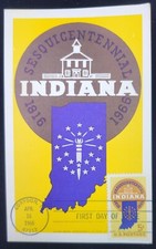 First Day Of Issue- Indiana Statehood Postcard & Stamp