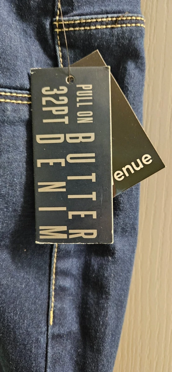 Avenue Pull On Butter Denim Jeans Sz 32PT Plus Size