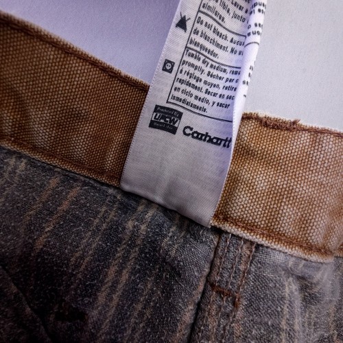 Vintage Carhartt B111 BRN Flannel Lined Canvas Pants Mens 33x36 Union USA *WORN* - Picture 13 of 16