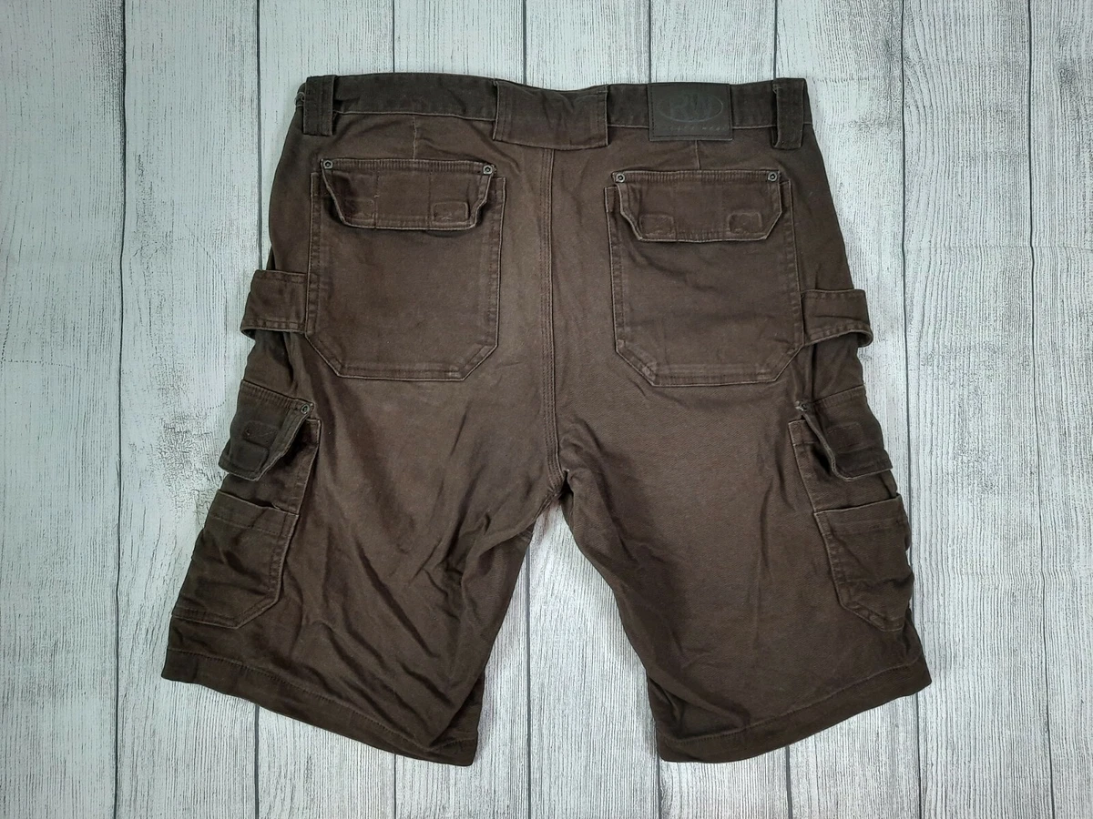 RW Men s Rugged Wear Mens FLEX CARGO Shorts Stretch Brown S2S Size