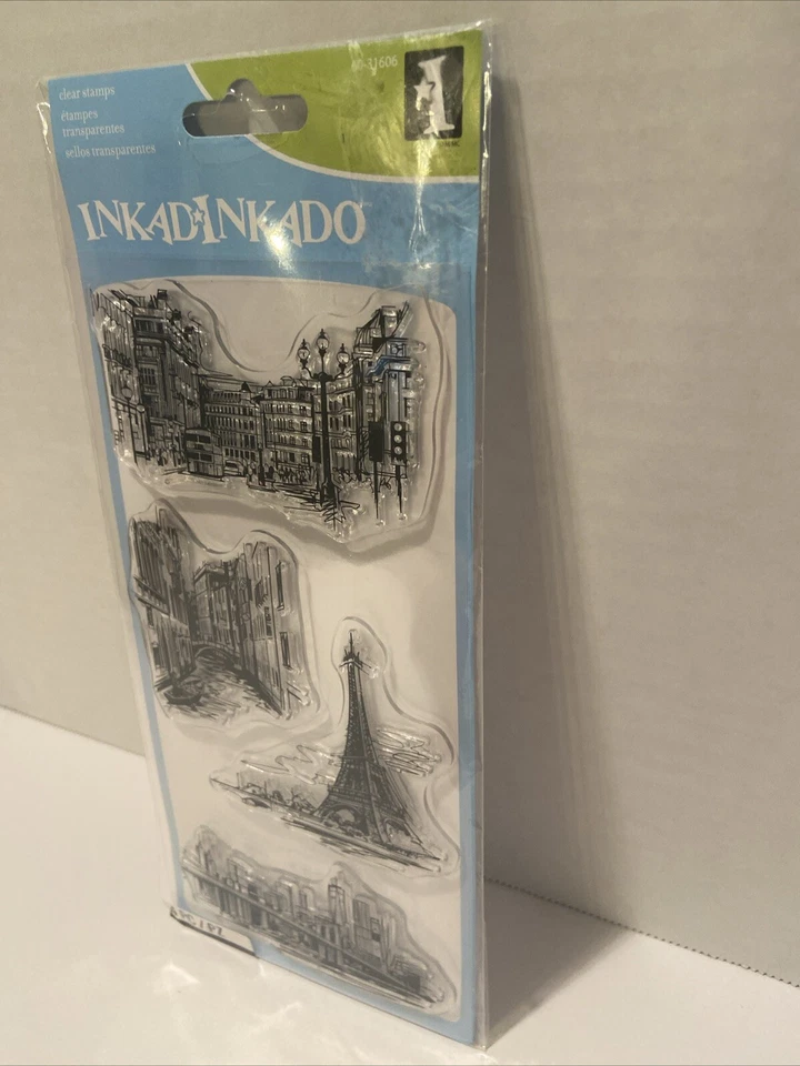 Inkadinkado Clear Stamps Set Travel Sketches Eiffel Tower Paris Brooklyn Venice - Image 4 of 4