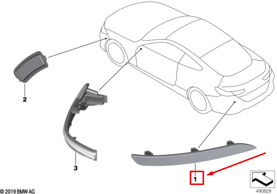 NEU BMW 8 CABRIO G14 HECK RECHTS STOßFÄNGER REFLEKTOR 63177445784 
