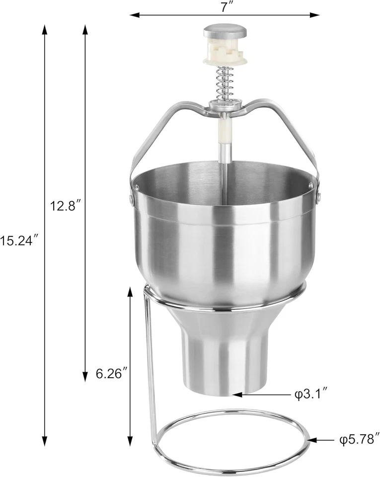 37470 Commercial Grade Stainless Steel 18/8 Pancake Dispenser with Stand, Silver Foto 2 de 4