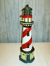 Cast Iron Light House Tea Light Candle Door Stop 17" High Red White Stripe