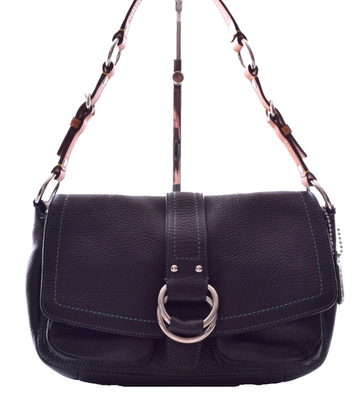 バッグ COACH Vintage Leather Black Shoulder Bag Vintage COACH #1415 Black Natural Cowhide Leather Shoulder Bag