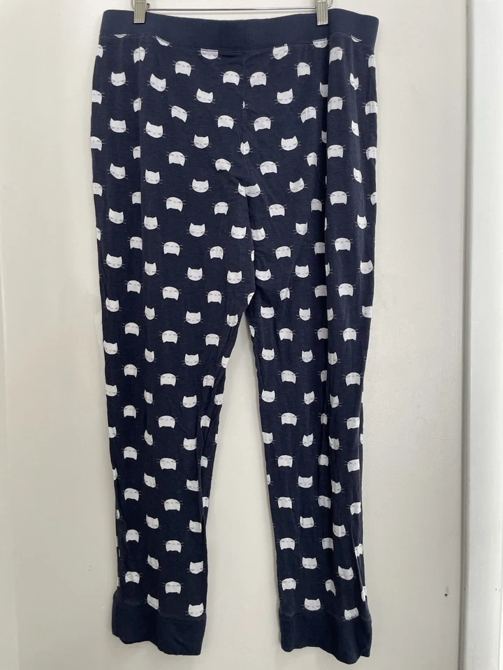 Jennifer Moore Intimates Women's Cute Cat Rayon Elastic Waist PJ Pants Navy XL - Image 4 of 4