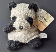 RUSS Home Buddies Plush Panda Bear Black White Terrycloth Bean Bag Lovey Doll 5”