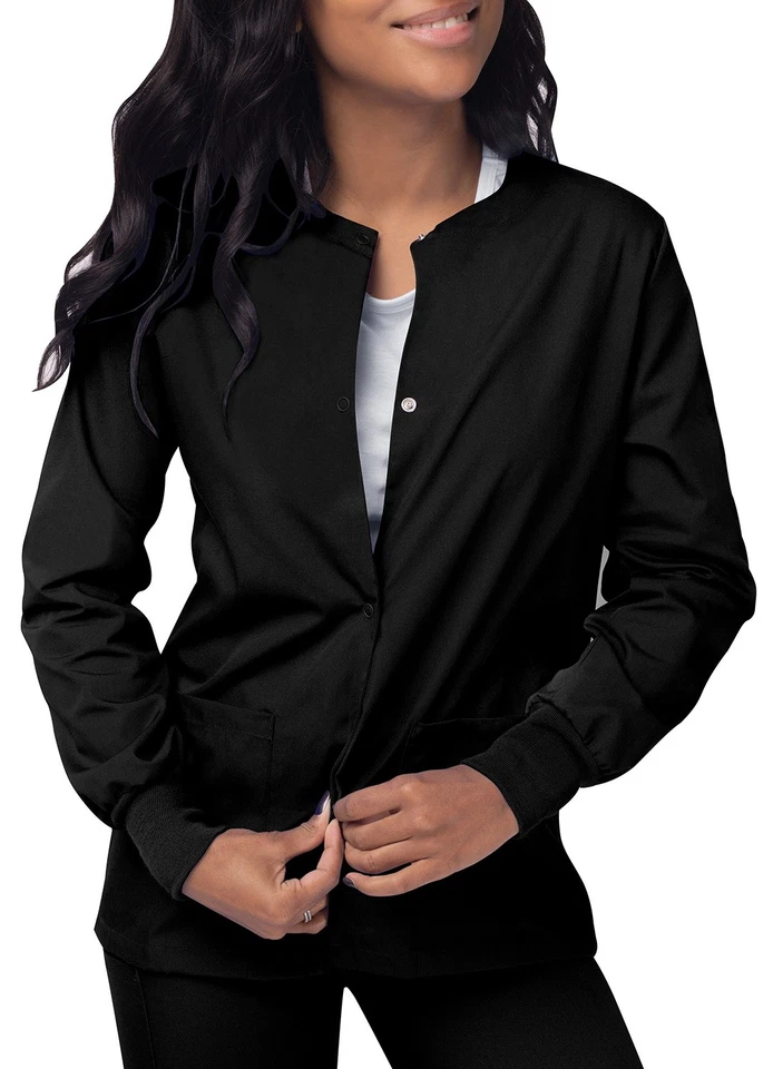 Sivvan Women’s Scrub Warm-up Jacket/Front Snaps Round Neck Stylish & Comfort - Image 4 of 4