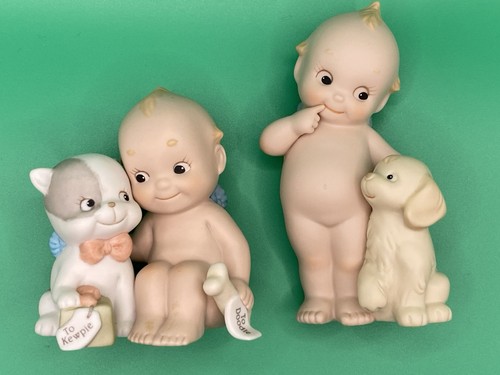 Kewpie Doodle Dog And Golden Retriever Pup,  Set of 2!