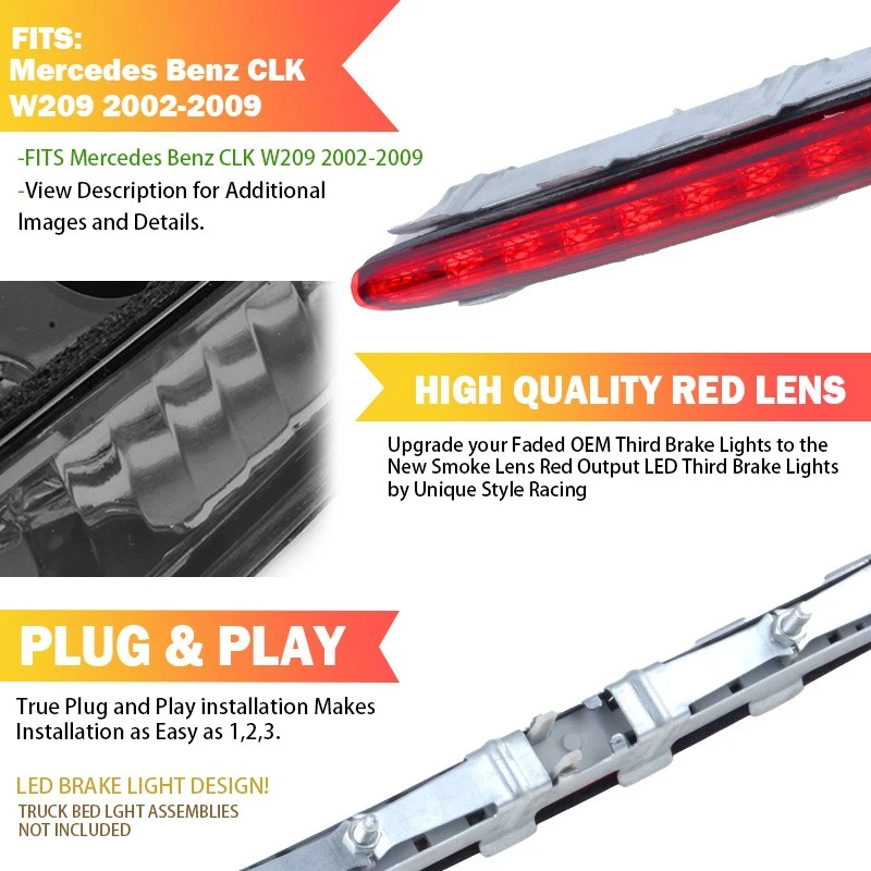 LED THIRD BRAKE LIGHT Stop Lamp For Mercedes Benz CLK W209 CLK350 CLK550 2002-09 - Image 4 of 4