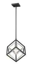 Z-Lite Euclid 12 inch Chrome and Matte Black Pendant Ceiling Light 457MP-CH-MB