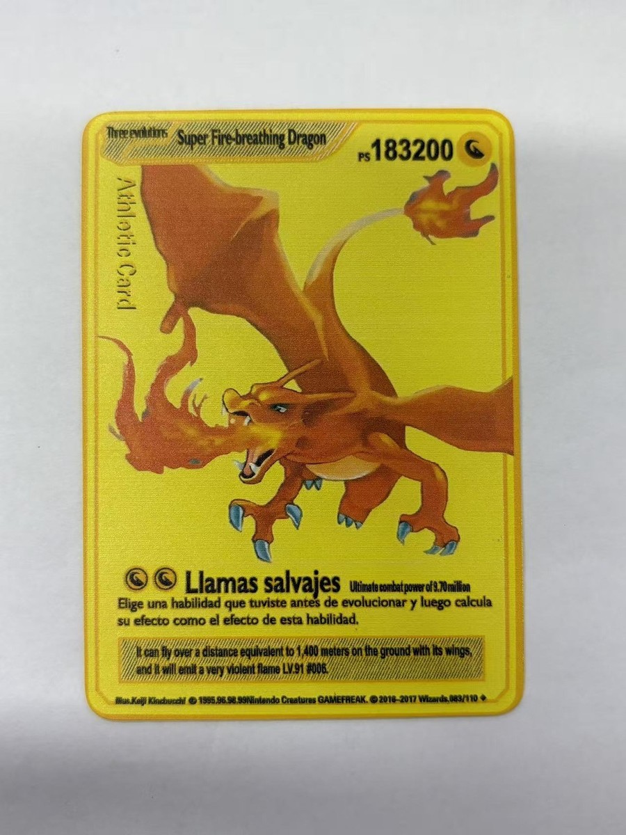 Super Fire-breathing Dragon PS183200 Gold Metal Pokémon Card