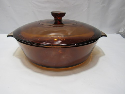 Pyrex Casserole Dish Corning Vision Amber Brown With Lid 8"  (T36J)
