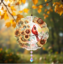 Cardinal Sunflower Decorative Aluminum Wind Spinner for Your Yard Porch Patio