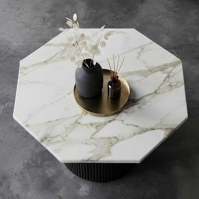 Luxury Calcutta Marble Coffee Table | Handmade Natural Stone Center Table Deco