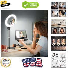 10'' Desk Ring Light with Stand Zoom Lighting with Phone Holder for Compute...