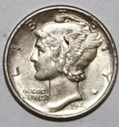 1943-P Mercury Dime - 90% Silver - AU - #0095ED FREE SHIPPING
