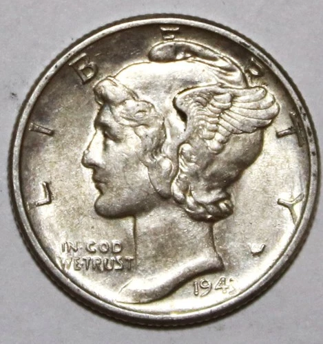 1943-P Mercury Dime - 90% Silver - AU - #0095ED FREE SHIPPING