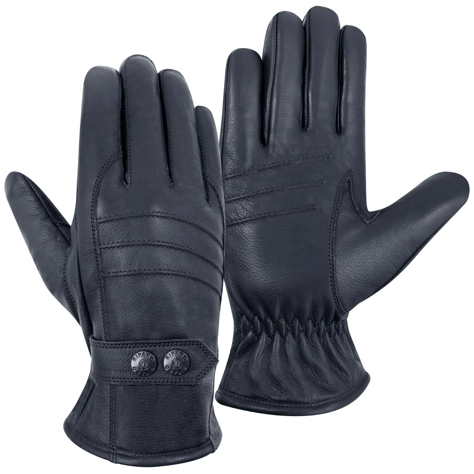 Riparo Men's Genuine Leather Winter Gloves with Fleece Lining - Black
Opens in a new window or tab