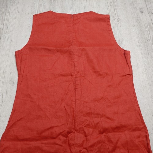 Couleurs D'ete Boho Maxi Dress Zip Back Drape Vintage Linen Rust Red Size 40 - Picture 7 of 11