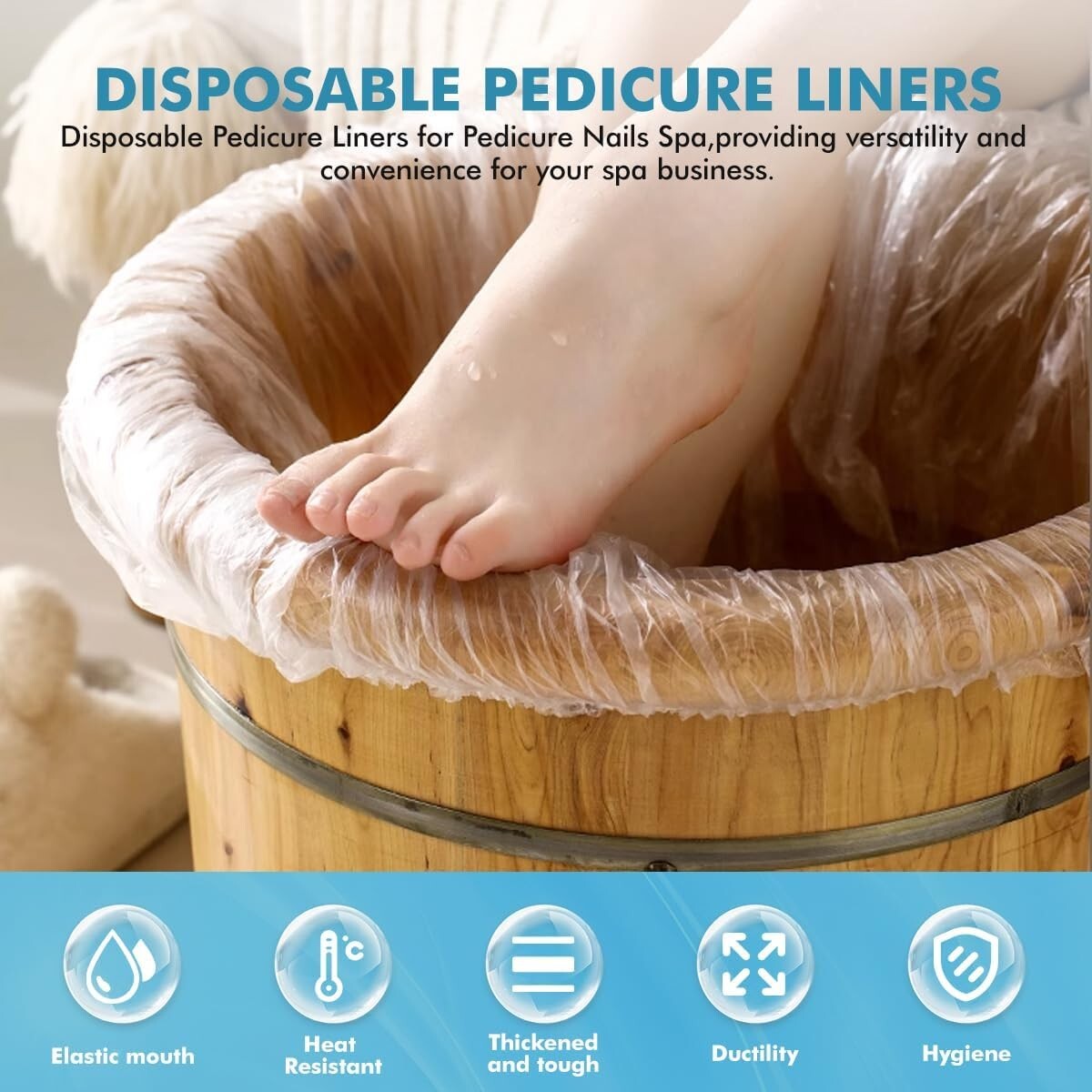 Disposable Pedicure Liner, Portable Premium Plastic Bags Fit All Pedicure  50Pcs