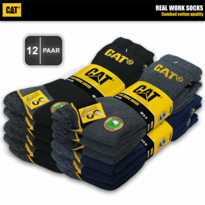 12 Paar CAT CATERPILLAR  REAL WORK Arbeitssocken Business Socken Strümpfe 35-50