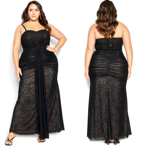 New! City Chic secret Desire Maxi Dress - black, women plus size 18