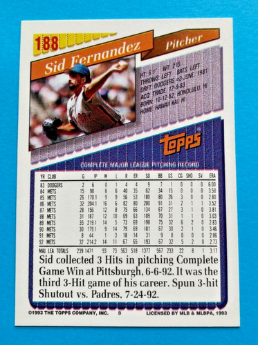 1993 Topps Baseball Card #1-#199. Pick what you need to complete your set. - Picture 317 of 337