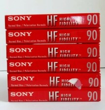 Lot of 6 Sony High Fidelty Audio Cassettes Blank 90 Minutes Each New Sealed