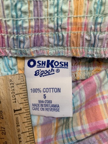 RARE VTG Pinafore Oshkosh B'Gosh Dress/Shirt Sz 5-6 Pastel Seersucker Butterfly - Picture 8 of 11
