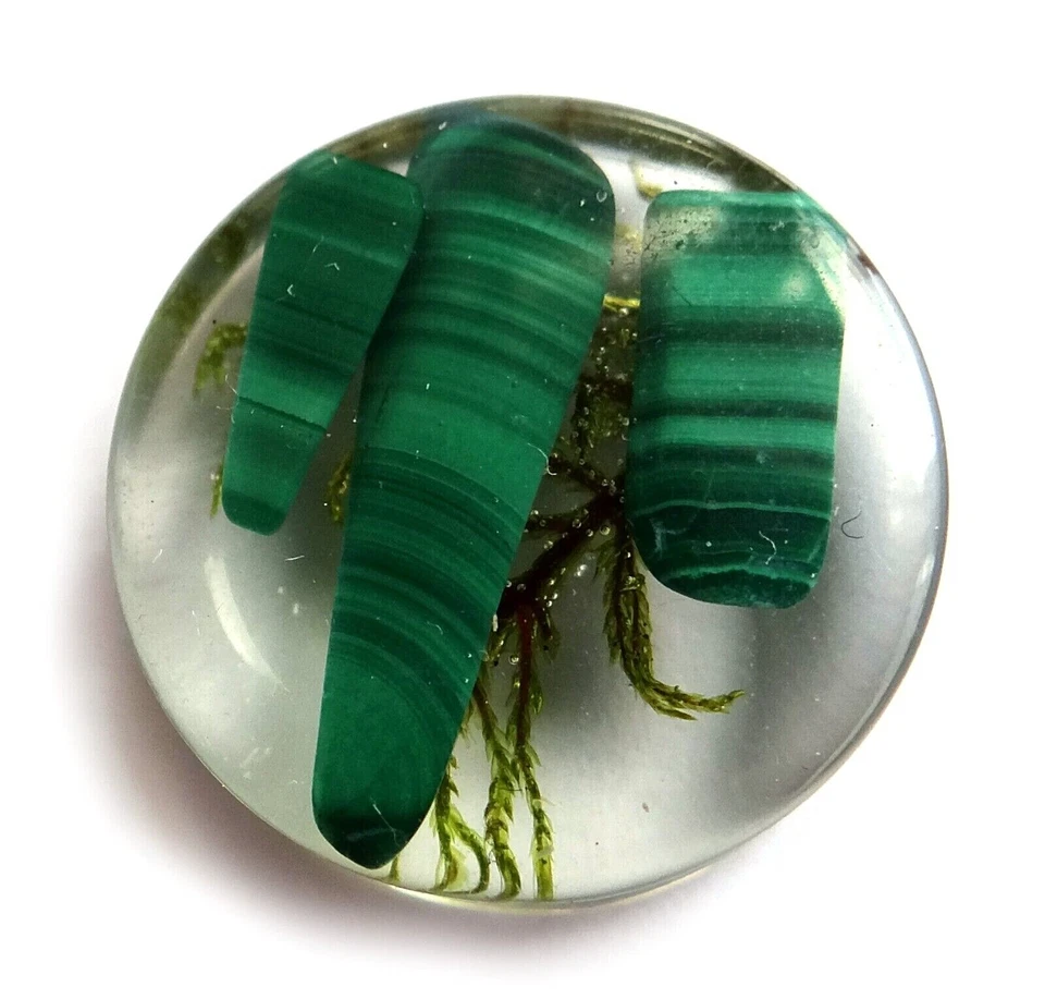 Túneles de carne de oreja de piedra de malaquita tapones acrílicos medidores acampanados dobles de gran tamaño Foto 3 de 4