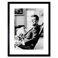 Wee Blue Coo Photo President John F Kennedy JFK Vintage Framed Wall Art Print