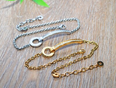AUSWAHL +++ EDELSTAHL Armband silber gold Strass FOREVER LOVE