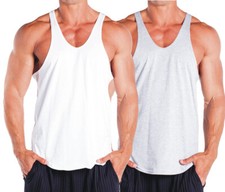 Mens Plain Bodybuilding Muscle Gym Stringer Vest Y Back Racer Back Lot Single Uk