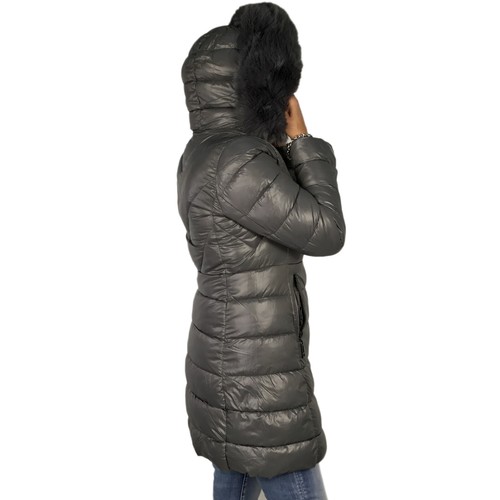 Daunen Frauen Lang Winter Jacke Gepolstert mit Kapuze Pelz Veque - Bild 32 von 41