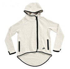 Women's Nike Tech Fleece Full-Zip Cape Hoodie Light Bone Beige Medium 908822 072